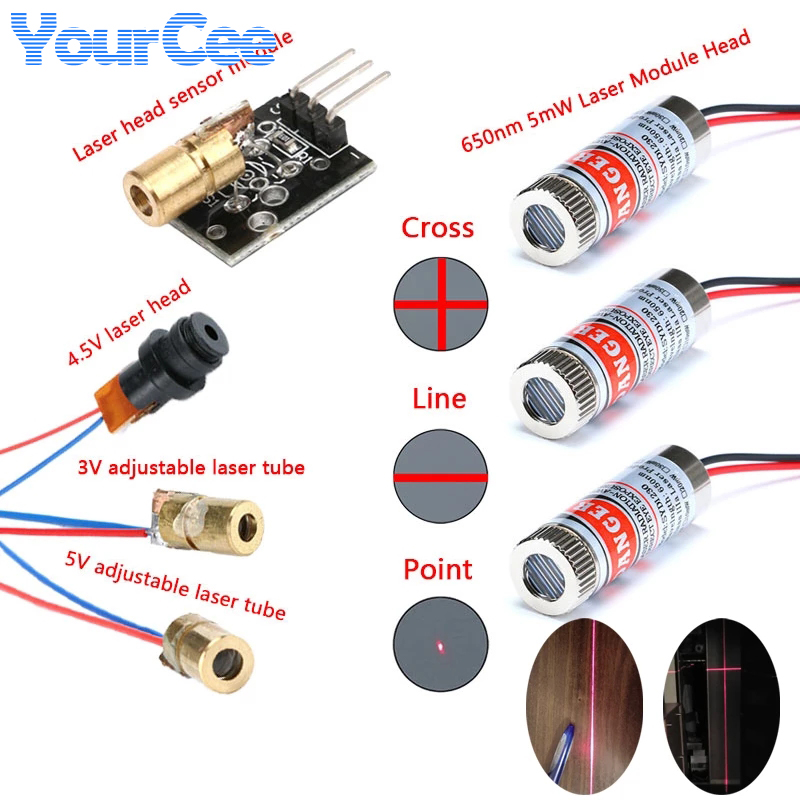 Industrial Laser Diode - 2 قطعة 650nm 5mW نقطة حمراء/خط/عبر