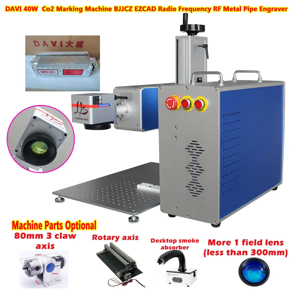 BJJCZ DAVI 40 واط Co2 آلة التع - مراجعة Rotary Axis Laser Engraver وسعره