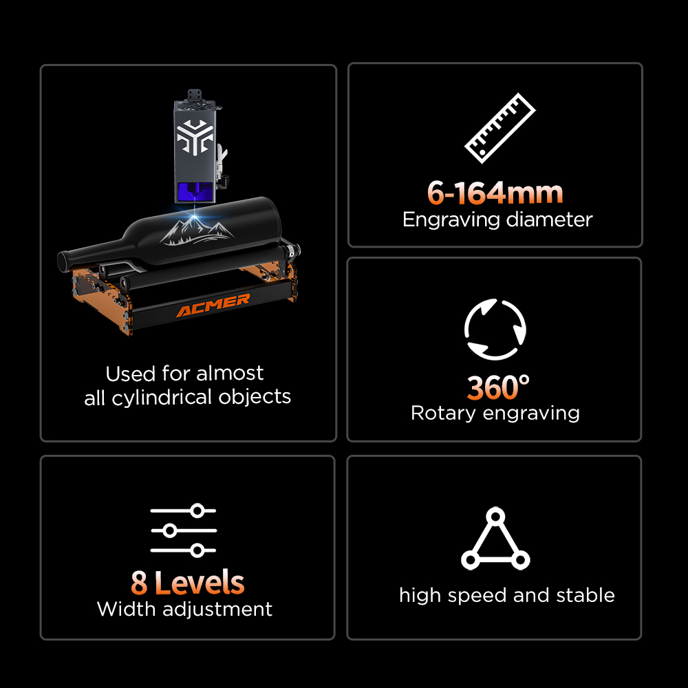 أسطوانة ليزر دوارة ACMER M3 36 - مراجعة Rotary Axis Laser Engraver وسعره