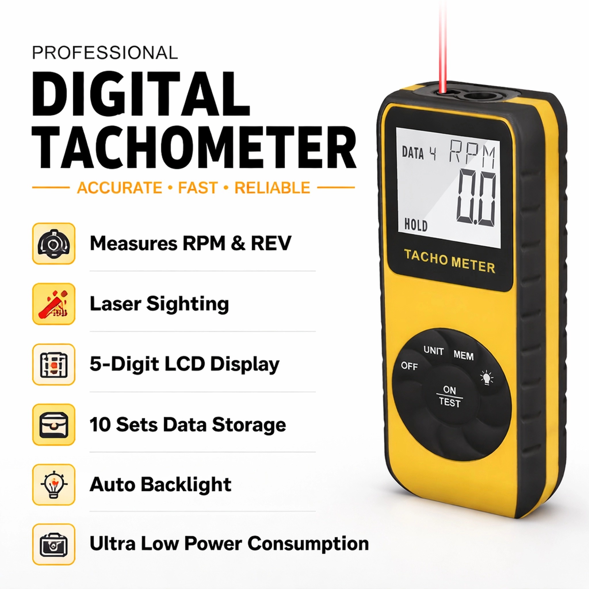 مقياس سرعة الدوران الرقمي بالل - مراجعة Industrial Laser Tachometer وسعره